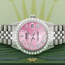 Rolex Custom Pink 3.3CT Diamond Stainless Steel Datejust  Automatic Men's Wristwatch 36MM