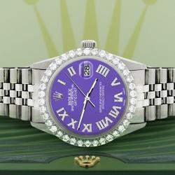 Rolex Custom Lavender 3.3CT Diamond Stainless Steel Datejust  Automatic Men's Wristwatch 36MM