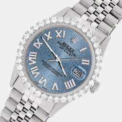 Rolex Custom Ice Blue 3.3CT Diamond Stainless Steel Datejust  Automatic Men's Wristwatch 36MM