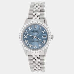 Rolex Custom Ice Blue 3.3CT Diamond Stainless Steel Datejust  Automatic Men's Wristwatch 36MM