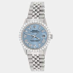 Rolex Custom Ice Blue 3.3CT Diamond Stainless Steel Datejust  Automatic Men's Wristwatch 36MM