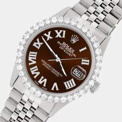 Rolex Custom Chocolate 3.3CT Diamond Stainless Steel Datejust  Automatic Men's Wristwatch 36MM