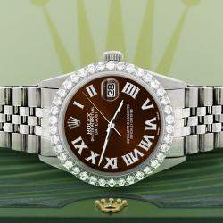 Rolex Custom Chocolate 3.3CT Diamond Stainless Steel Datejust  Automatic Men's Wristwatch 36MM