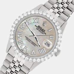 Rolex Custom Champagne MOP 3.3CT Diamond Stainless Steel Datejust  Automatic Men's Wristwatch 36MM