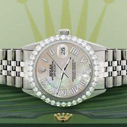 Rolex Custom Champagne MOP 3.3CT Diamond Stainless Steel Datejust  Automatic Men's Wristwatch 36MM