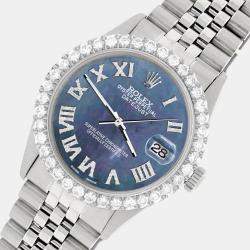 Rolex Custom Black 3.3CT Diamond Stainless Steel Datejust  Automatic Men's Wristwatch 36MM