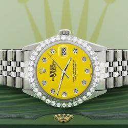 Rolex Custom Yellow 3.05CT Diamond Stainless Steel Datejust  Automatic Men's Wristwatch 36MM