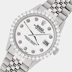 Rolex Custom White 3.05CT Diamond Stainless Steel Datejust  Automatic Men's Wristwatch 36MM