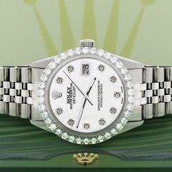 Rolex Custom White 3.05CT Diamond Stainless Steel Datejust  Automatic Men's Wristwatch 36MM