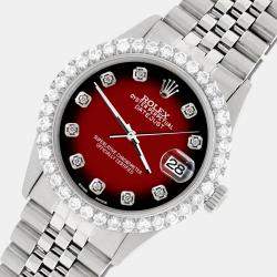 Rolex Custom Red 3.05CT Diamond Stainless Steel Datejust  Automatic Men's Wristwatch 36MM