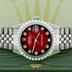 Rolex Custom Red 3.05CT Diamond Stainless Steel Datejust  Automatic Men's Wristwatch 36MM