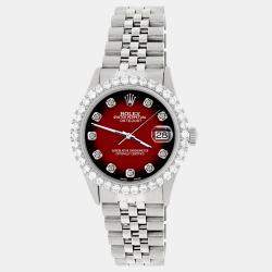 Rolex Custom Red 3.05CT Diamond Stainless Steel Datejust  Automatic Men's Wristwatch 36MM