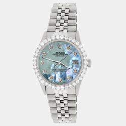 Rolex Custom Tahitian Blue 3.05CT Diamond Stainless Steel Datejust  Automatic Men's Wristwatch 36MM