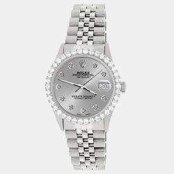 Rolex Custom Silver 3.05CT Diamond Stainless Steel Datejust  Automatic Men's Wristwatch 36MM