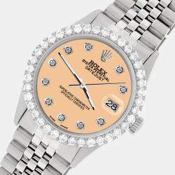Rolex Custom Mustard 3.05CT Diamond Stainless Steel Datejust  Automatic Men's Wristwatch 36MM