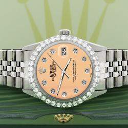 Rolex Custom Mustard 3.05CT Diamond Stainless Steel Datejust  Automatic Men's Wristwatch 36MM