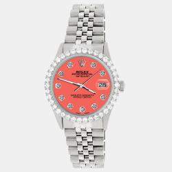 Rolex Custom Matt Coral 3.05CT Diamond Stainless Steel Datejust  Automatic Men's Wristwatch 36MM