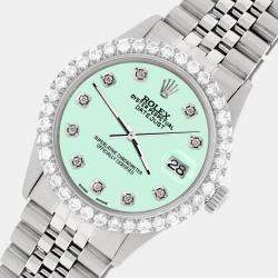 Rolex Custom Light Malachite 3.05CT Diamond Stainless Steel Datejust  Automatic Men's Wristwatch 36MM