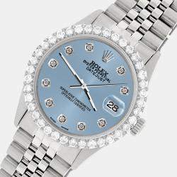 Rolex Custom Ice Blue 3.05CT Diamond Stainless Steel Datejust  Automatic Men's Wristwatch 36MM