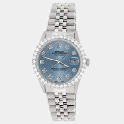Rolex Custom Blue 3.05CT Diamond Stainless Steel Datejust  Automatic Men's Wristwatch 36MM
