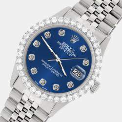 Rolex Custom Cobalt Blue 3.05CT Diamond Stainless Steel Datejust  Automatic Men's Wristwatch 36MM
