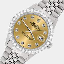 Rolex Custom Champagne 3.05CT Diamond Stainless Steel Datejust  Automatic Men's Wristwatch 36MM