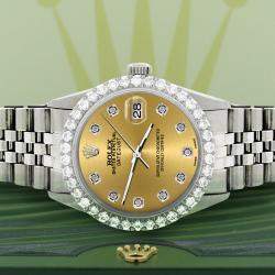 Rolex Custom Champagne 3.05CT Diamond Stainless Steel Datejust  Automatic Men's Wristwatch 36MM