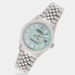 Rolex Custom Pastel Blue Diamond Stainless Steel Datejust  Automatic Men's Wristwatch 36MM