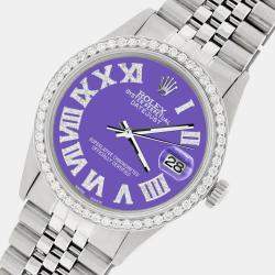 Rolex Custom Lavender Diamond Stainless Steel Datejust  Automatic Men's Wristwatch 36MM