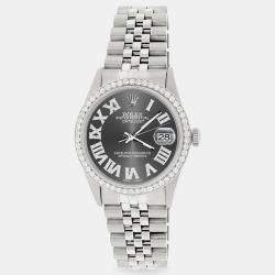 Rolex Custom Grey Diamond Stainless Steel Datejust  Automatic Men's Wristwatch 36MM