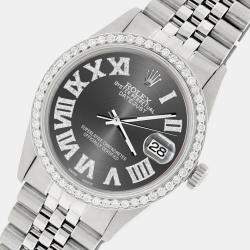 Rolex Custom Grey Diamond Stainless Steel Datejust  Automatic Men's Wristwatch 36MM
