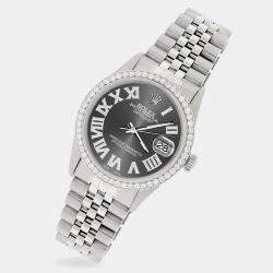 Rolex Custom Grey Diamond Stainless Steel Datejust  Automatic Men's Wristwatch 36MM