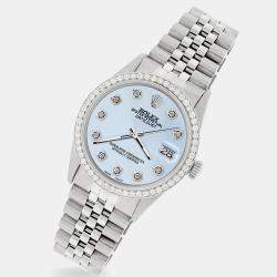 Rolex Custom Blue 1.1CT Diamond Stainless Steel Datejust  Automatic Men's Wristwatch 36mm