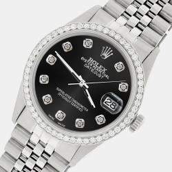 Rolex Custom Black 1.1CT Diamond Stainless Steel Datejust  Automatic Men's Wristwatch 36mm
