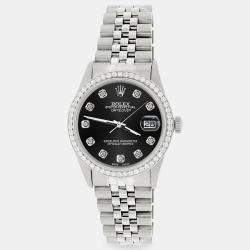 Rolex Custom Black 1.1CT Diamond Stainless Steel Datejust  Automatic Men's Wristwatch 36mm