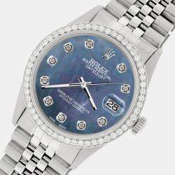 Rolex Custom Black 1.1CT Diamond Stainless Steel Datejust  Automatic Men's Wristwatch 36mm