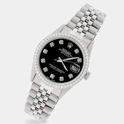 Rolex Custom Black 1.1CT Diamond Stainless Steel Datejust  Automatic Men's Wristwatch 36mm