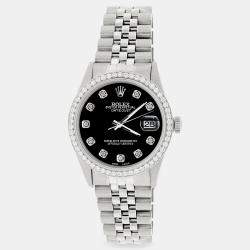 Rolex Custom Black 1.1CT Diamond Stainless Steel Datejust  Automatic Men's Wristwatch 36mm