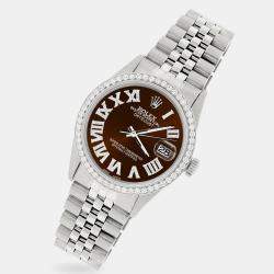 Rolex Custom Chocolate Diamond Stainless Steel Datejust  Automatic Men's Wristwatch 36MM