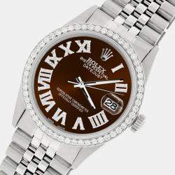 Rolex Custom Chocolate Diamond Stainless Steel Datejust  Automatic Men's Wristwatch 36MM