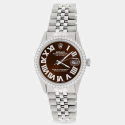 Rolex Custom Chocolate Diamond Stainless Steel Datejust  Automatic Men's Wristwatch 36MM