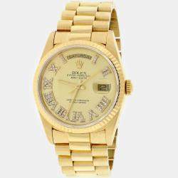 Rolex Customised Champagne Diamond 18K Yellow Gold Day-Date  Automatic Men's Wristwatch 36MM