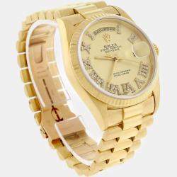 Rolex Customised Champagne Diamond 18K Yellow Gold Day-Date  Automatic Men's Wristwatch 36MM
