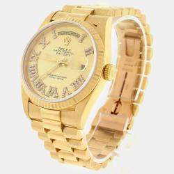 Rolex Customised Champagne Diamond 18K Yellow Gold Day-Date  Automatic Men's Wristwatch 36MM