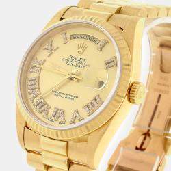 Rolex Customised Champagne Diamond 18K Yellow Gold Day-Date  Automatic Men's Wristwatch 36MM