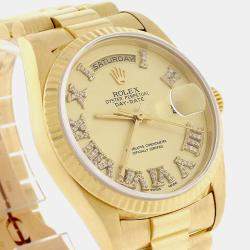 Rolex Customised Champagne Diamond 18K Yellow Gold Day-Date  Automatic Men's Wristwatch 36MM