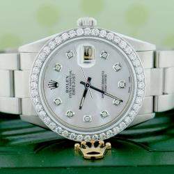 Rolex Customised  MOP Diamond Stainless Steel Datejust  Automatic Men's Wristwatch 36 mm