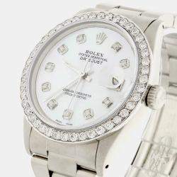 Rolex Customised  MOP Diamond Stainless Steel Datejust  Automatic Men's Wristwatch 36 mm