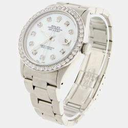 Rolex Customised  MOP Diamond Stainless Steel Datejust  Automatic Men's Wristwatch 36 mm