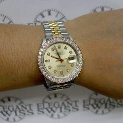 Rolex Customised  2.70CT Diamond 18K Yellow Gold Stainless Steel Datejust  Automatic Men's Wristwatch 36mm